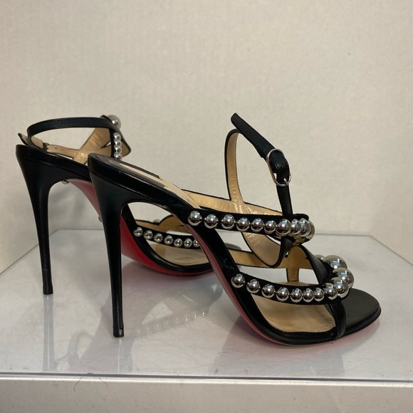 Christian Louboutin Galeria 100 Nappa Shiny Black & Silver Size 36 Pre-Owned - Picture 6 of 10